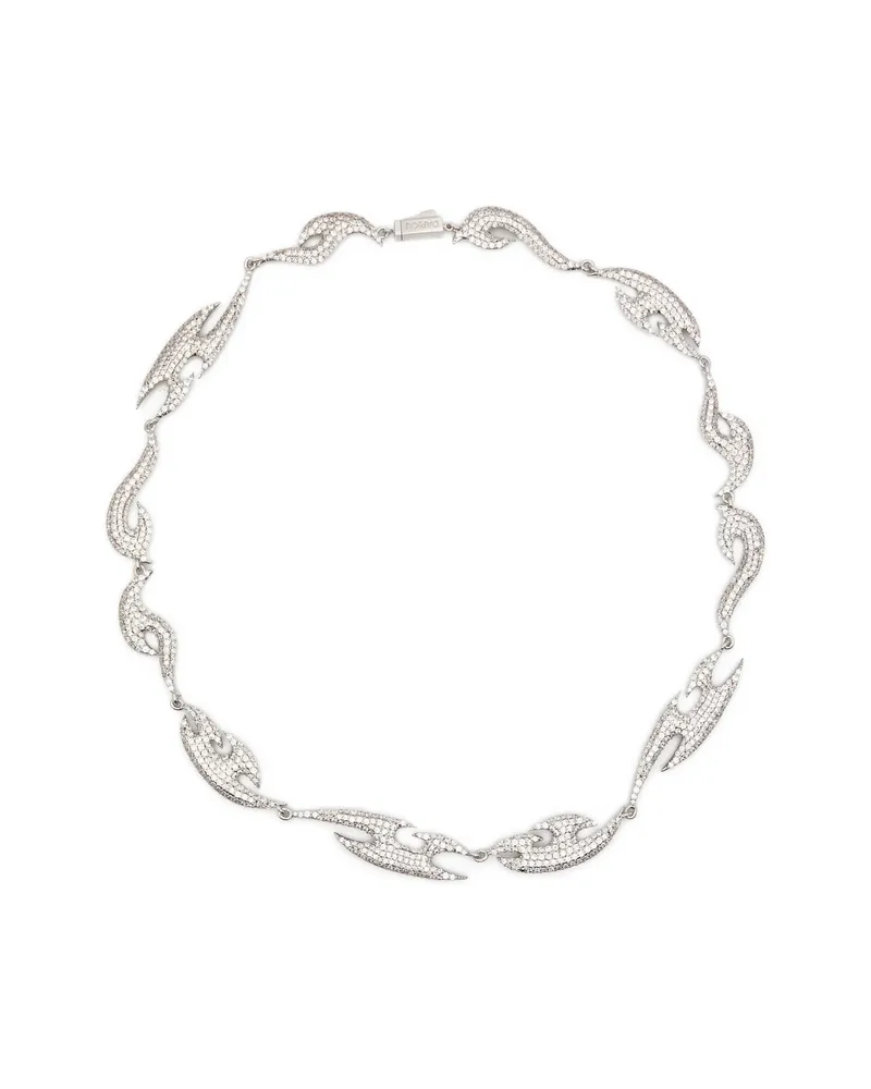 DARKAI Crystal-embellished Flame Necklace Silver