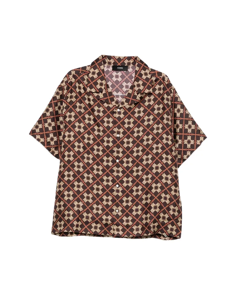 Amiri MA Quad Silk Shirt Brown