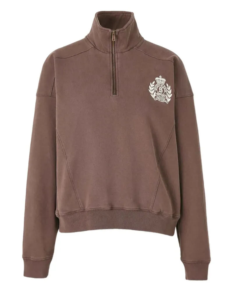 SPORTY & RICH Logo-embroidered Sweatshirt Brown