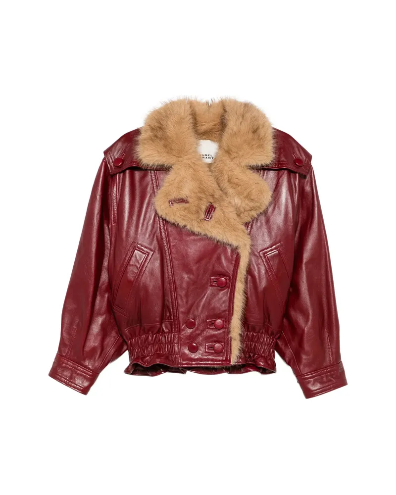 Isabel Marant Valina Glossy Leather Jacket Red