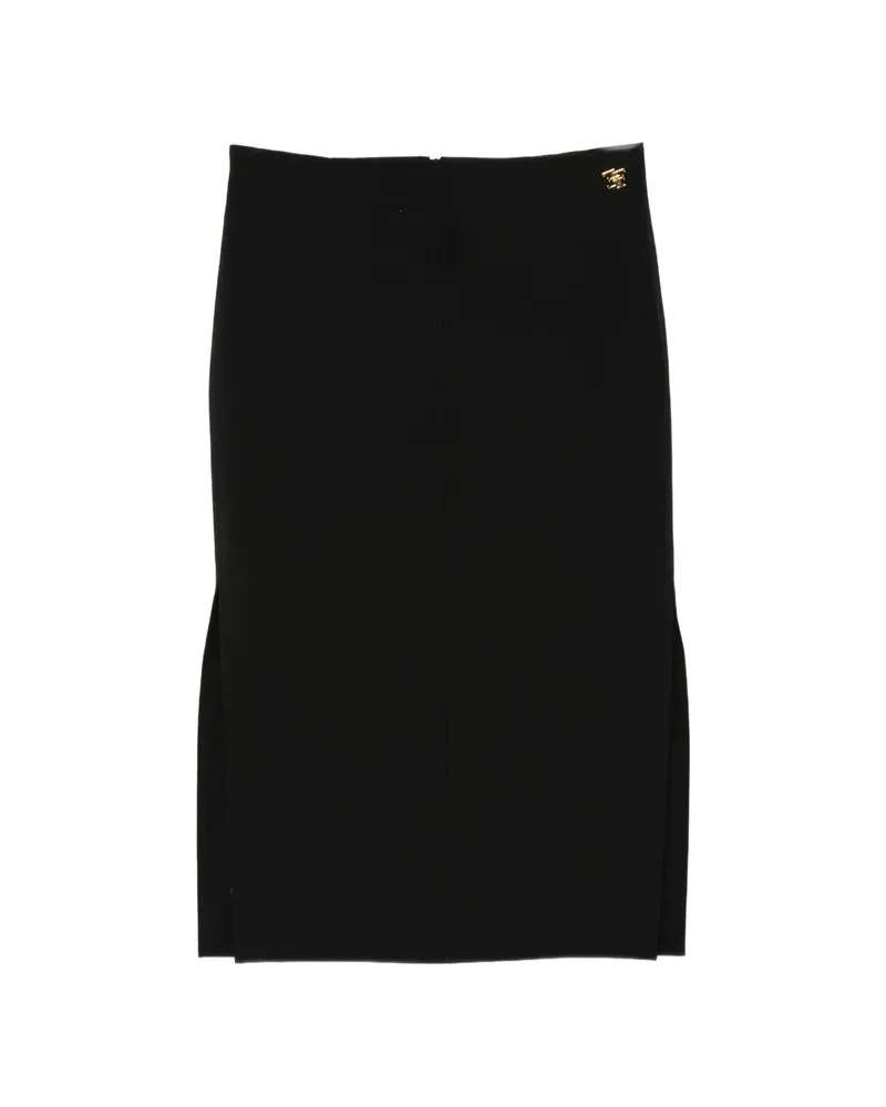 Elisabetta Franchi Logo-plaque Side-slit Midi Skirt Black