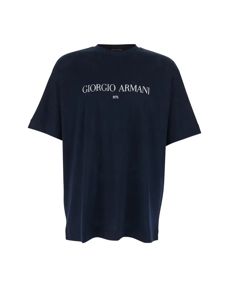 Giorgio Armani Logo-print Cotton T-shirt Blue