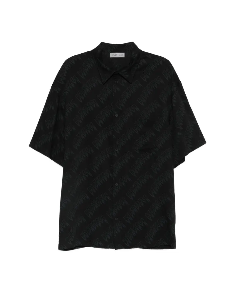 Balenciaga Print Short-sleeve Shirt Black