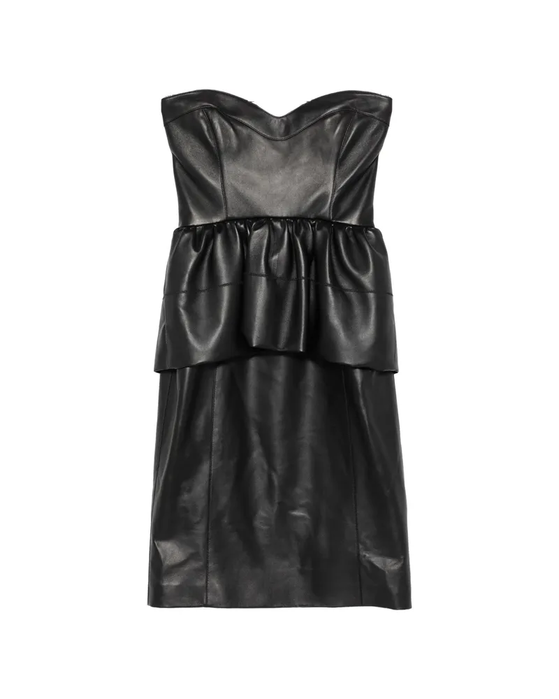 Fendi Strapless Peplum Midi Dress Black