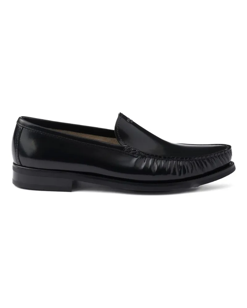 Prada Pleated Leather Loafers Black