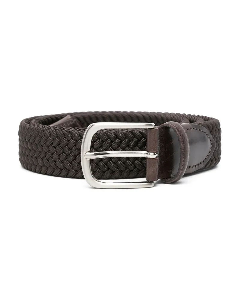 ERALDO Leather-trim Interwoven Belt Brown