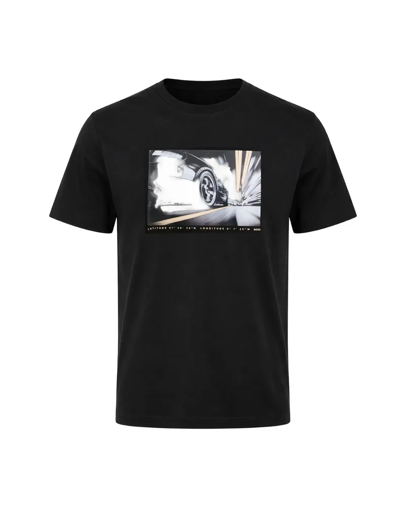HUGO BOSS Graphic-print Crew-neck T-shirt Black
