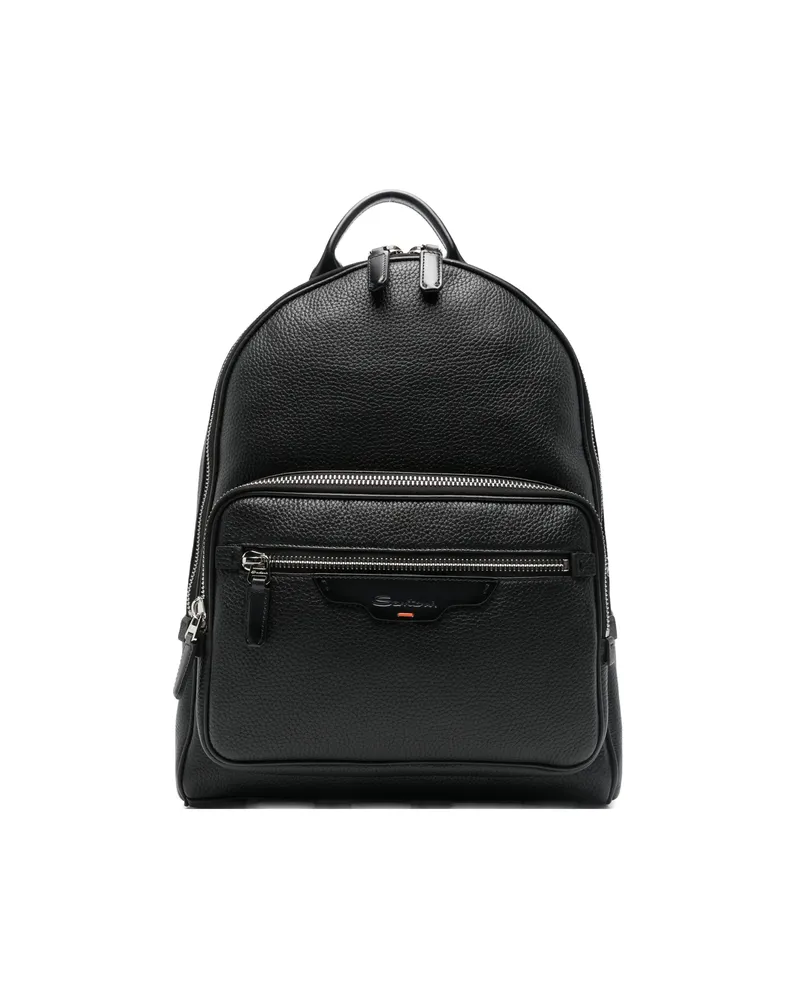 Santoni Pebble-leather Backpack Black