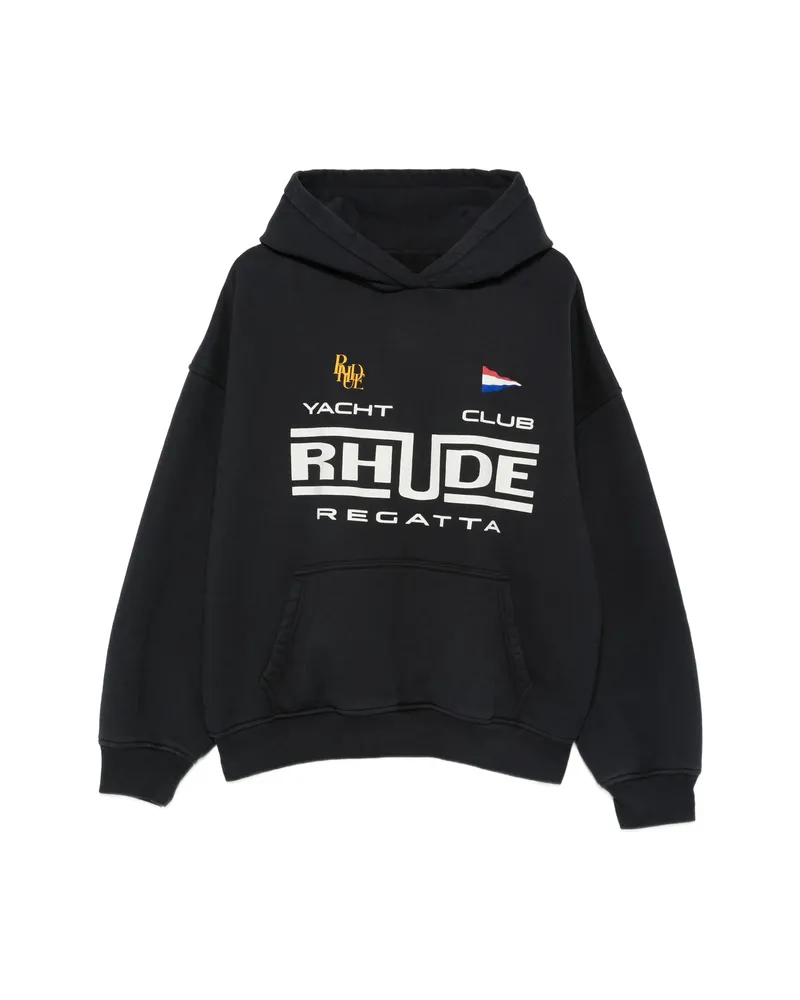 RHUDE Logo-print Hoodie Black
