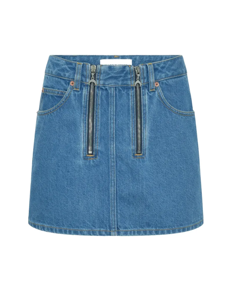 Marine Serre Zip-detail Denim Skirt Blue