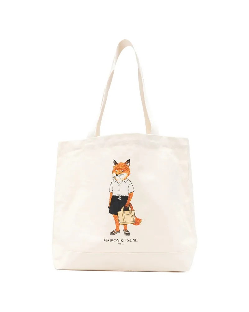Kitsuné Dressed Fox Tote Bag Neutrals
