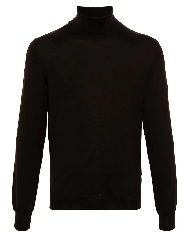 La Fileria Roll-neck Virgin Wool Jumper Brown