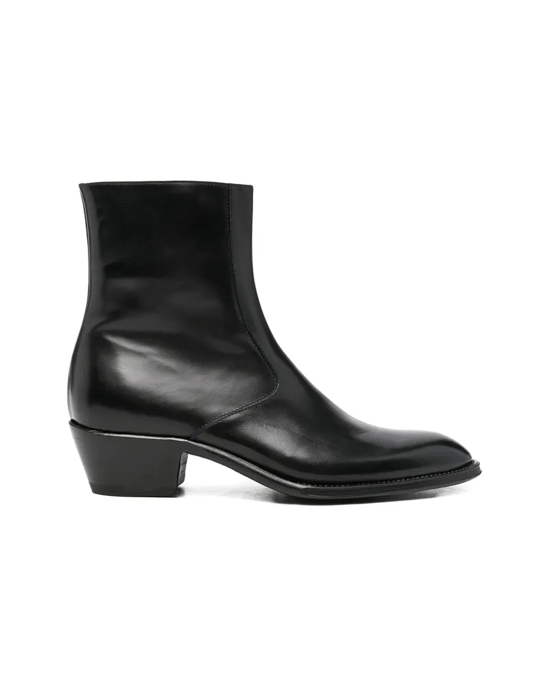 ERALDO Side-zip Leather Ankle Boots Black