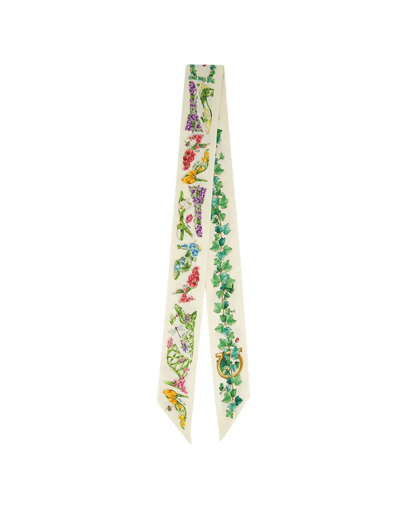 Ferragamo Eden Floral-print Silk Scarf Neutrals