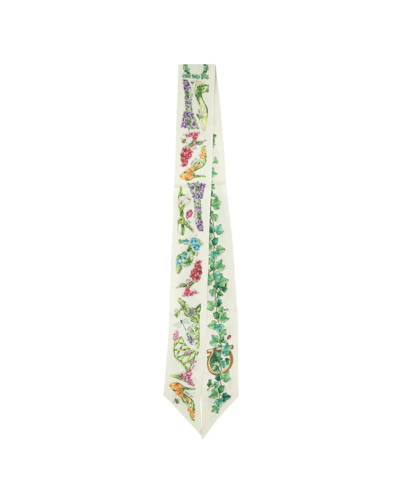 Ferragamo Eden Shoes Print Silk Mini Neckerchief Neutrals