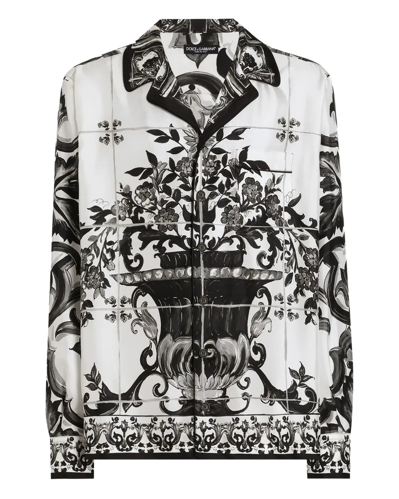 Dolce & Gabbana Majolica-print Silk Shirt White