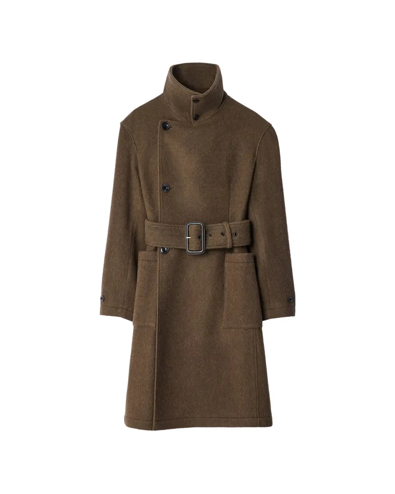 Christophe Lemaire Fitted Wrap Coat In Felted Wool And Alpaca Blend Brown
