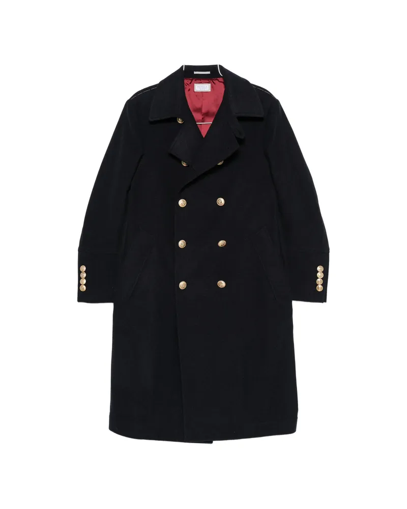 Brunello Cucinelli Double-breasted Crest-button Coat Blue