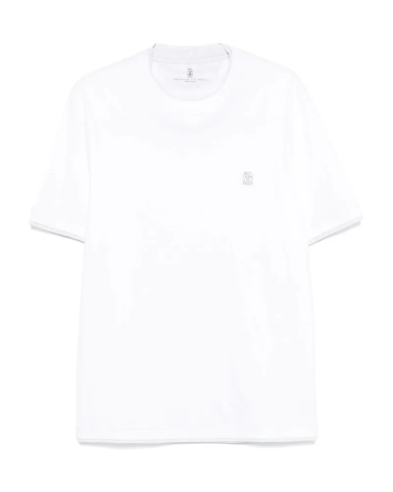 Brunello Cucinelli Embroidered-logo T-shirt White
