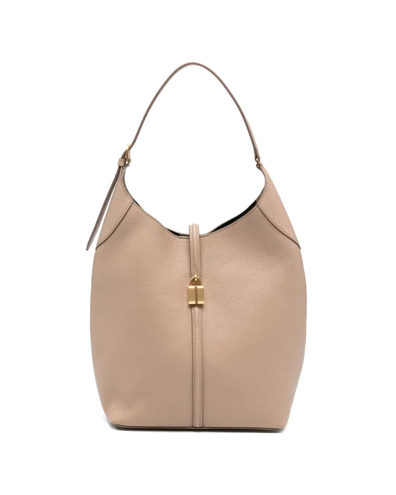 DeMELLIER Large Siena Padlock-detail Bucket Bag Brown