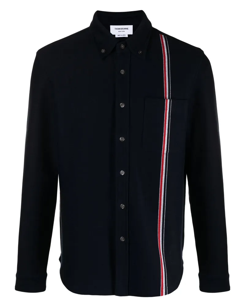 Thom Browne RWB-stripe Cotton Shirt Jacket Blue