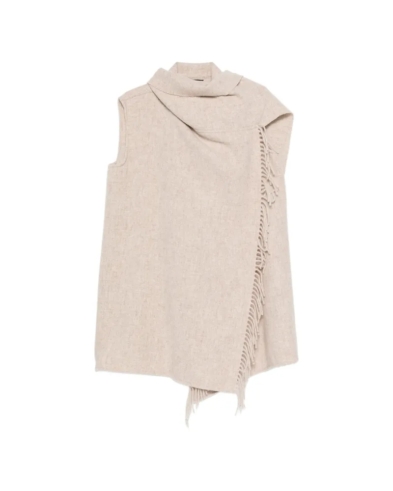 Fabiana Filippi Fringe-trim Sleeveless Jacket Neutrals