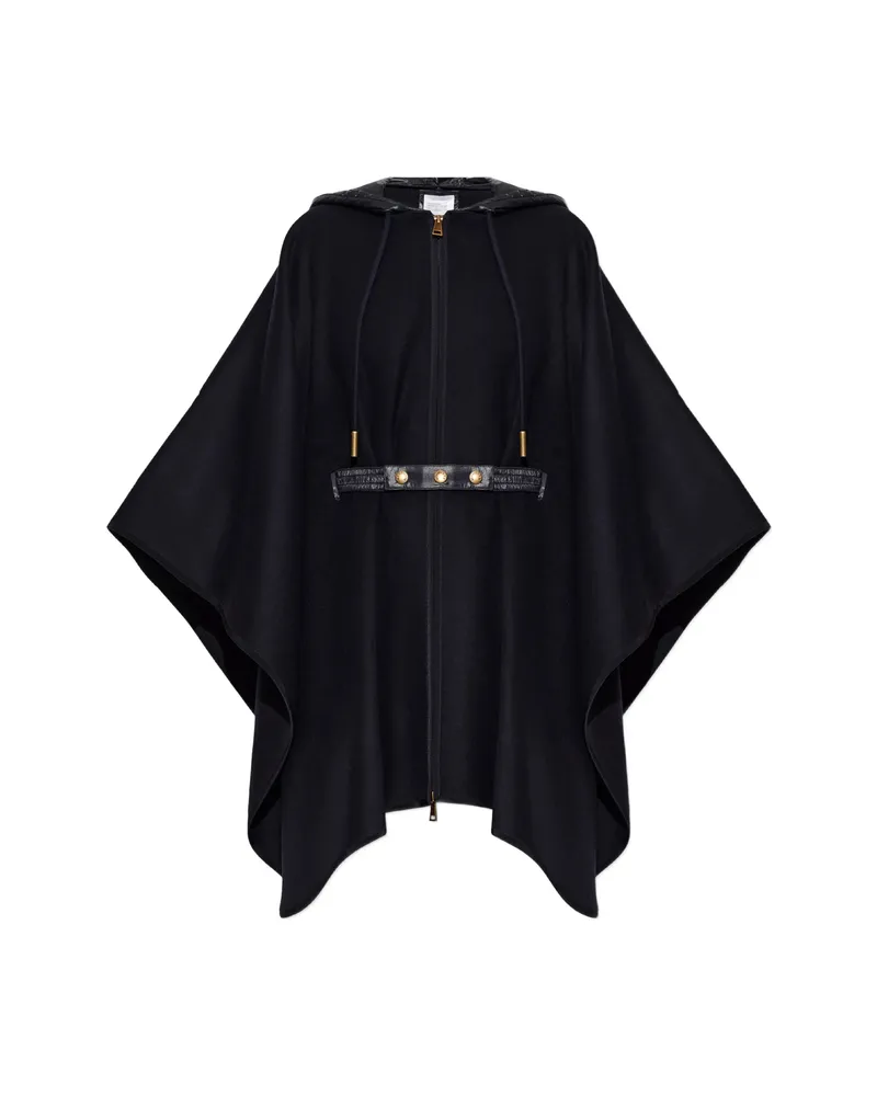 Moncler Hooded Belted Poncho Blue