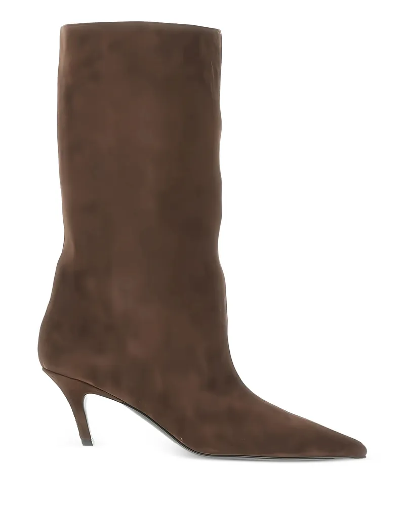 Amina Muaddi 60mm Fiona Tapered-toe Slip-on Boots Brown