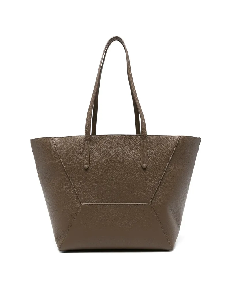 Brunello Cucinelli Logo-print Leather Tote Bag Brown