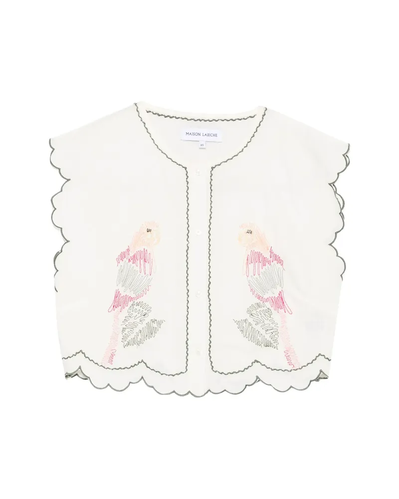 Maison Labiche Embroidery Scalloped Top Neutrals