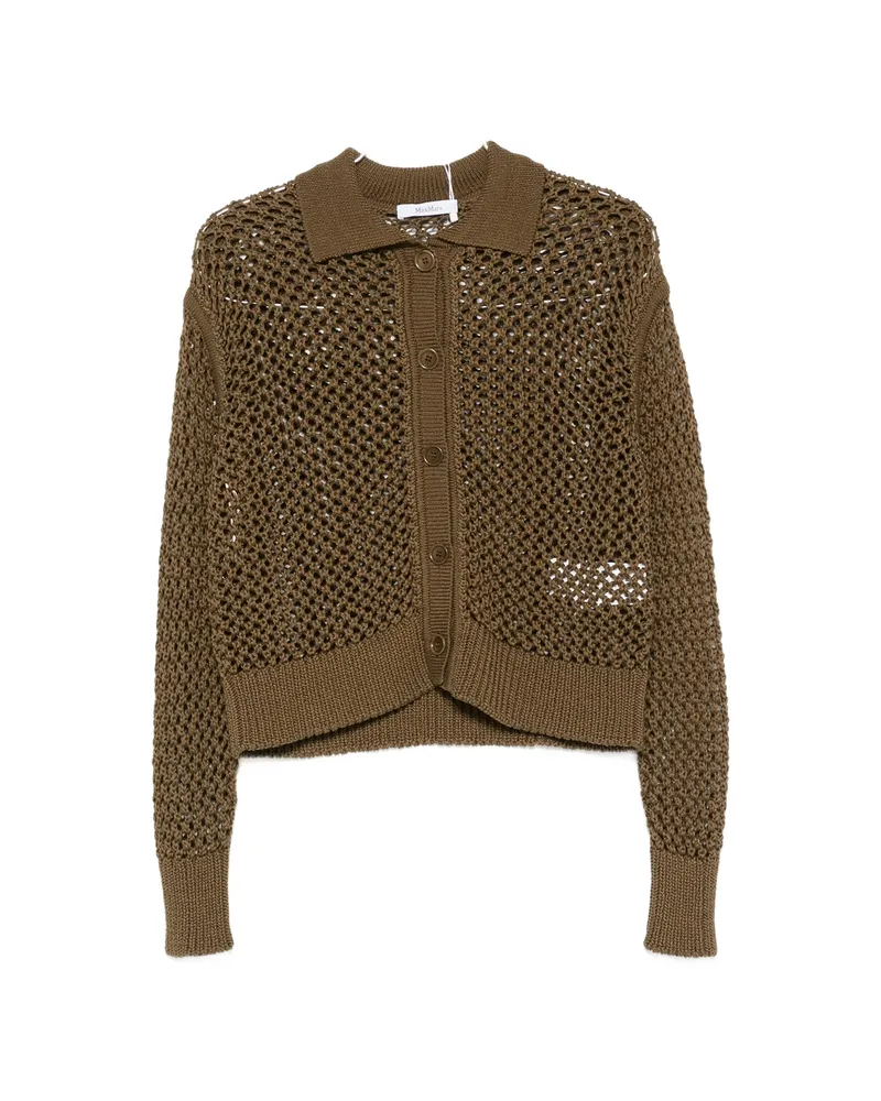 Max Mara Open-knit Button-up Cardigan Green