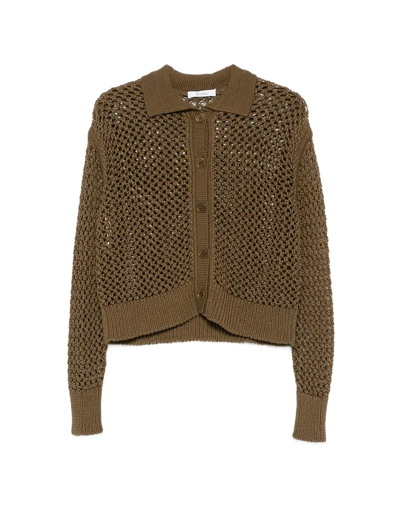 Max Mara Open-knit Button-up Cardigan Green