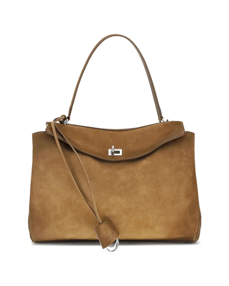 Balenciaga Medium Rodeo Suede Tote Bag Brown