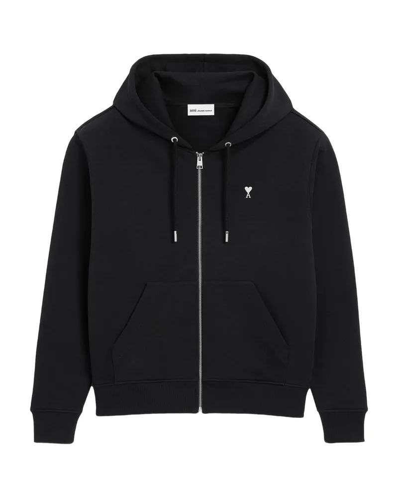 AMI Paris Ami De Coeur Zipped Hoodie Black