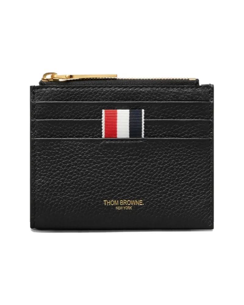 Thom Browne Soft Pebble Grain Zip Top Card Holder Black