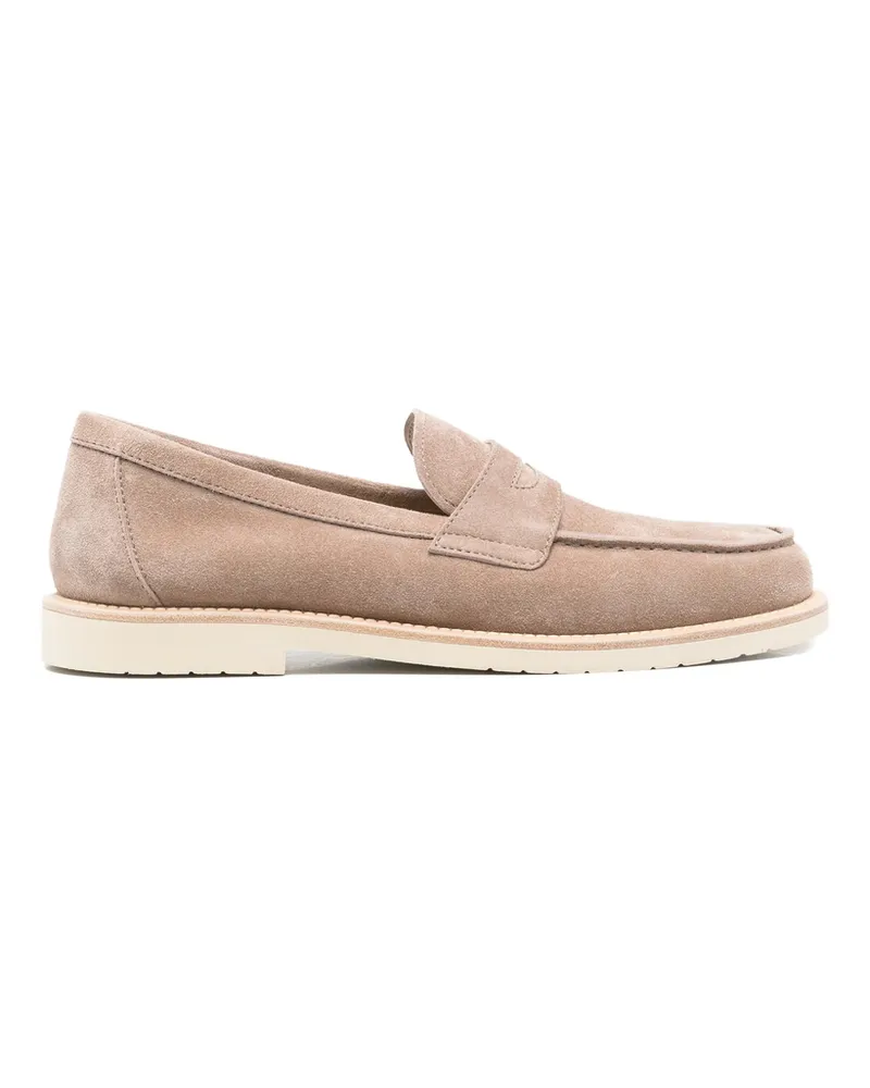 Brunello Cucinelli Flat Leather Loafers Neutrals