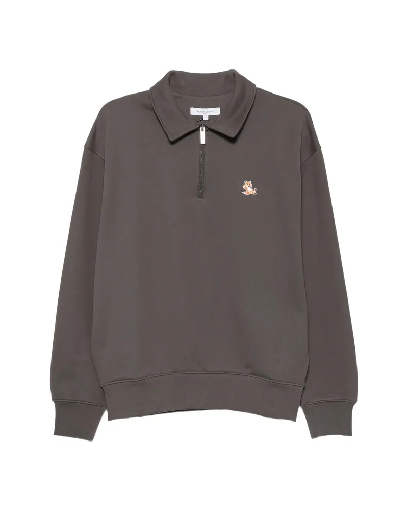 Kitsuné Logo-patch Quarter-zip Sweatshirt Grey