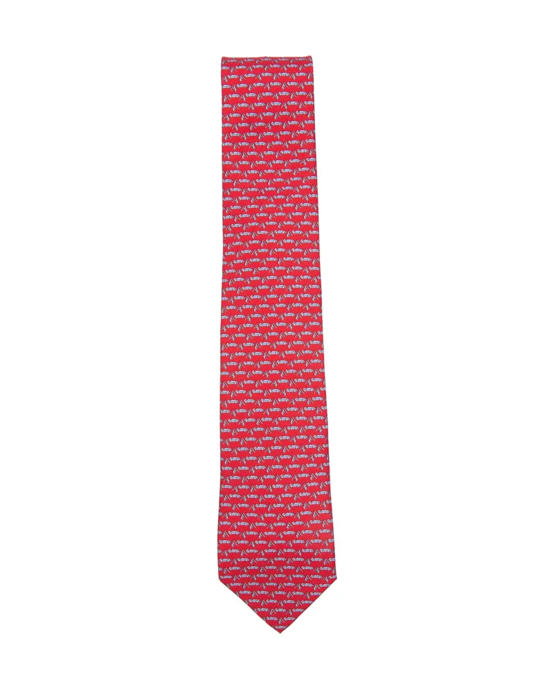 Ferragamo Race-print Silk Tie Red