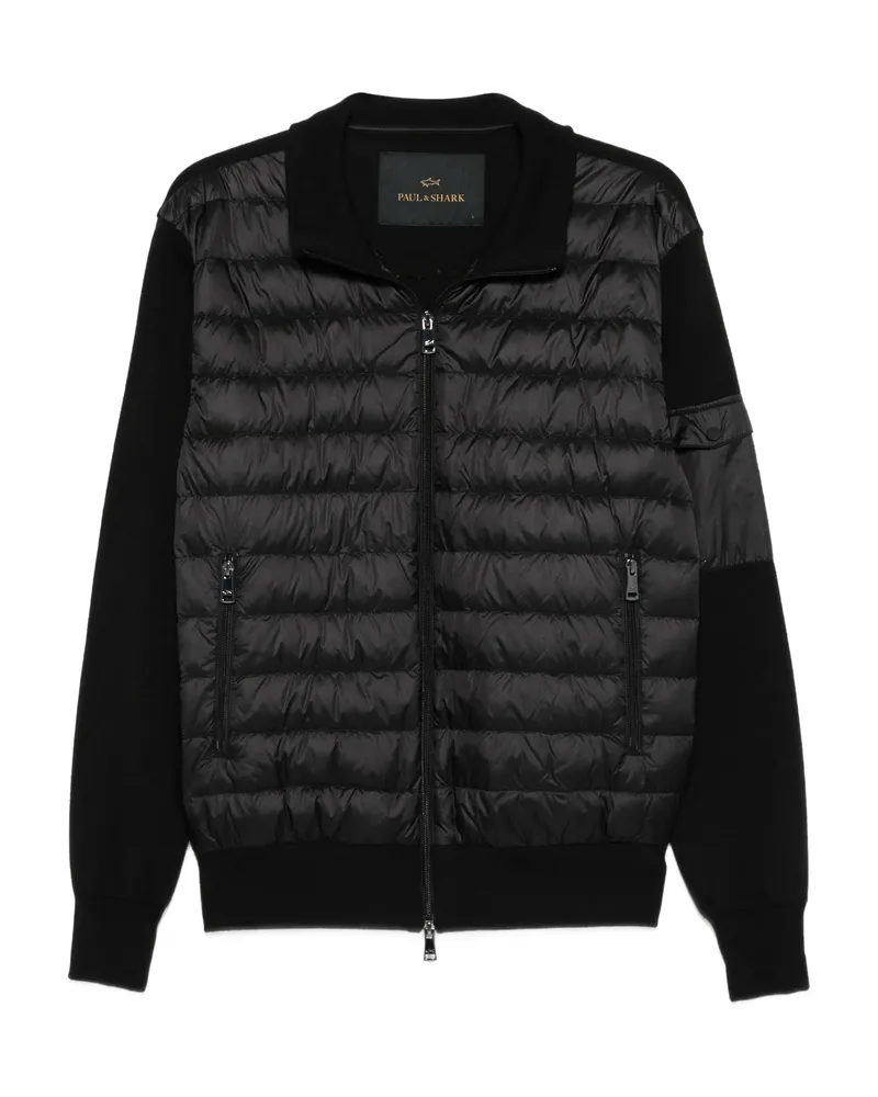 Paul & Shark Quilted Wool-panel Jacket Black