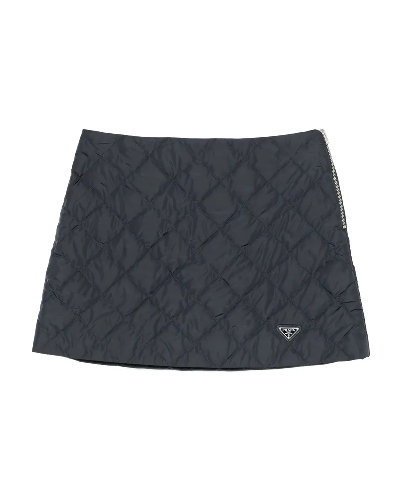Prada Quilted Logo-plaque Mini Skirt Black