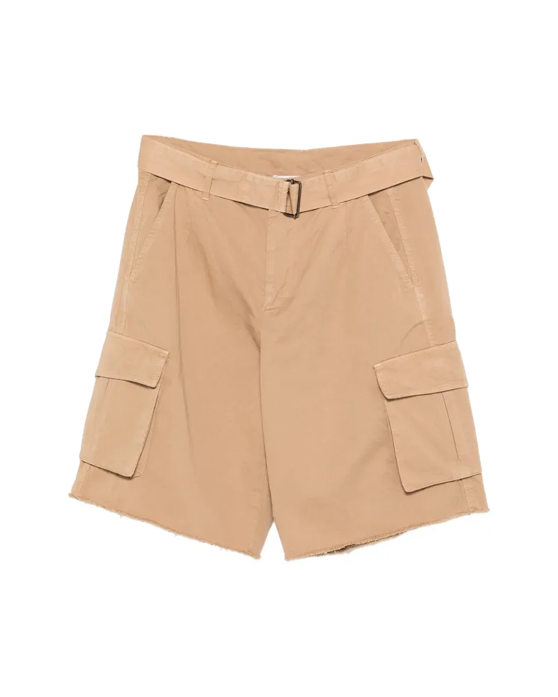 Laneus Belted Button Cargo Shorts Brown