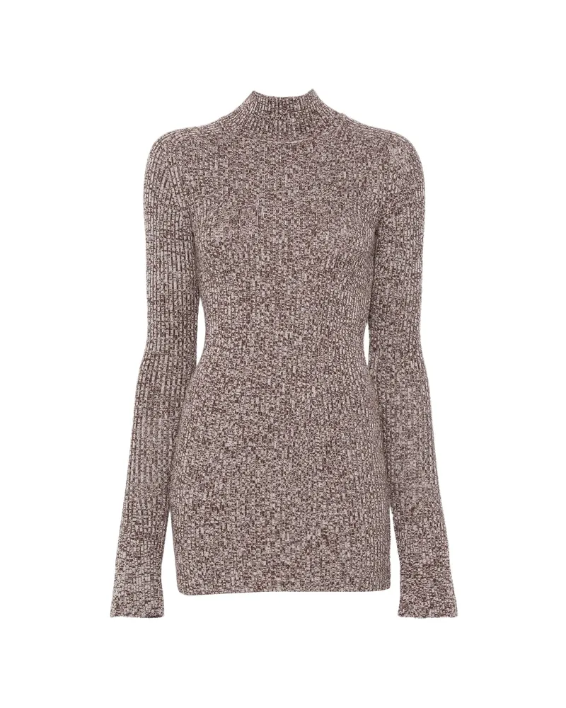 SPORTMAX Ribbed-knit Zip-fastening Sweater Brown