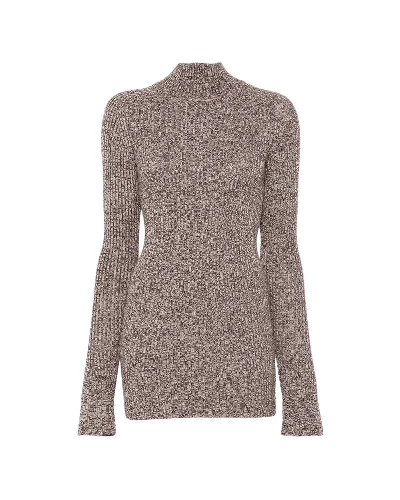 SPORTMAX Ribbed-knit Zip-fastening Sweater Brown