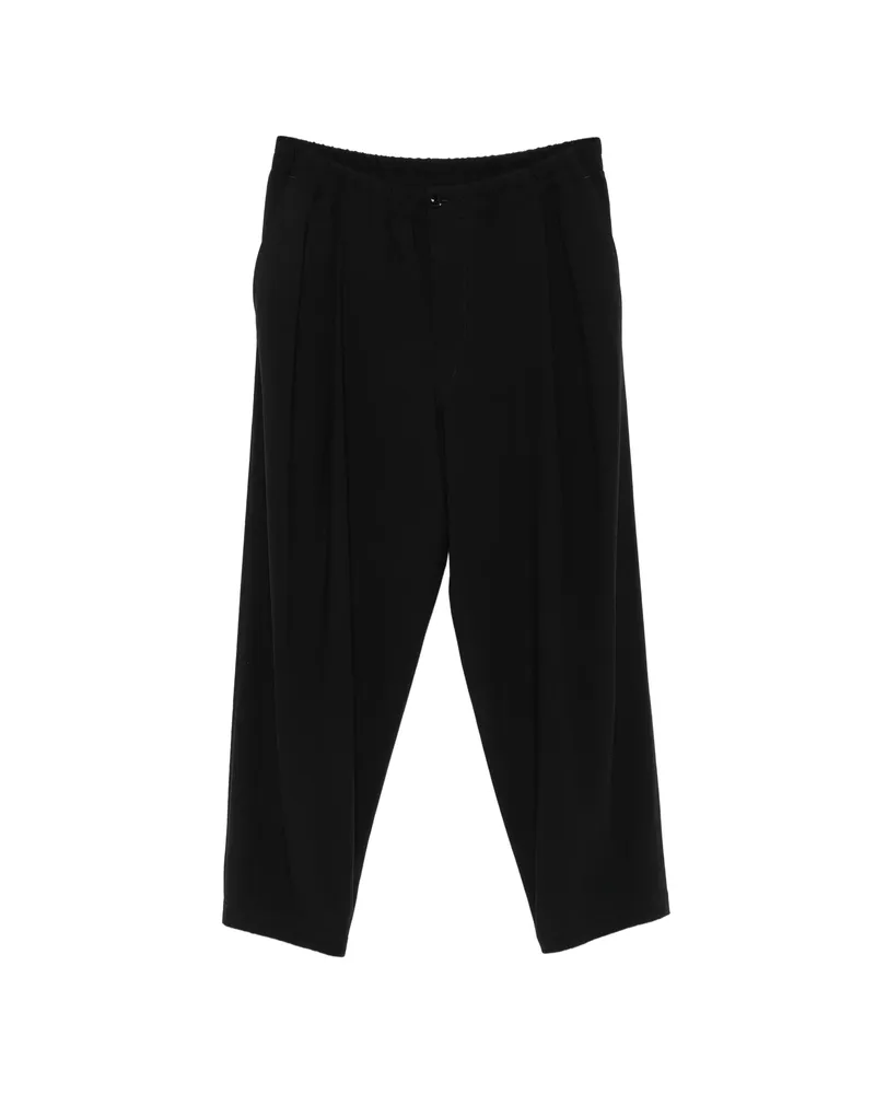 Giorgio Armani Elasticated-waistband Straight-leg Trousers Blue