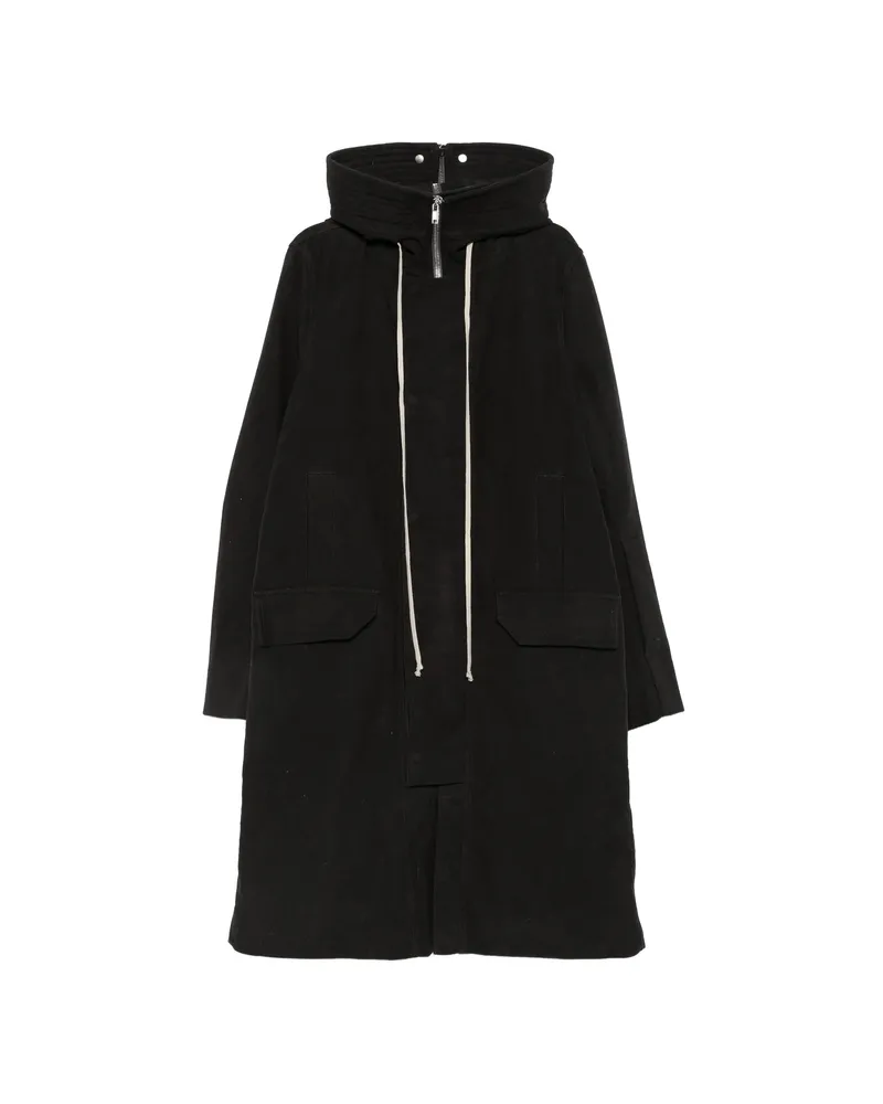 Rick Owens Drawstring-hood Zipped Coat Black