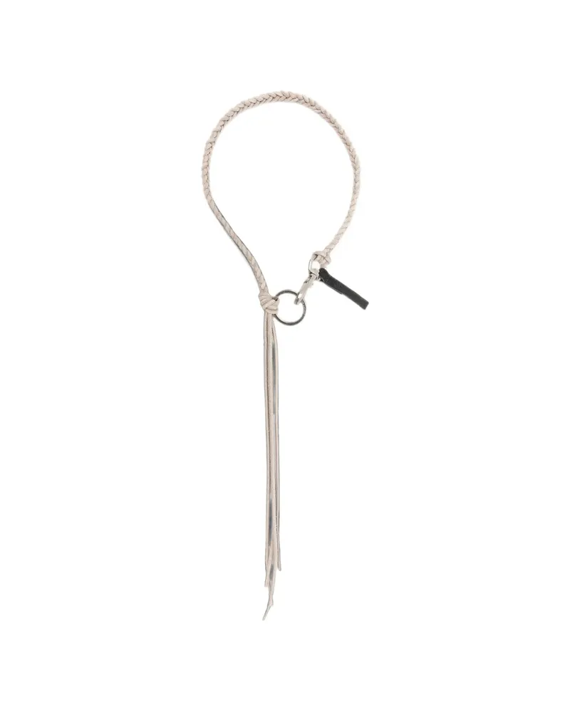 Our Legacy Braided Leather Necklace Grey
