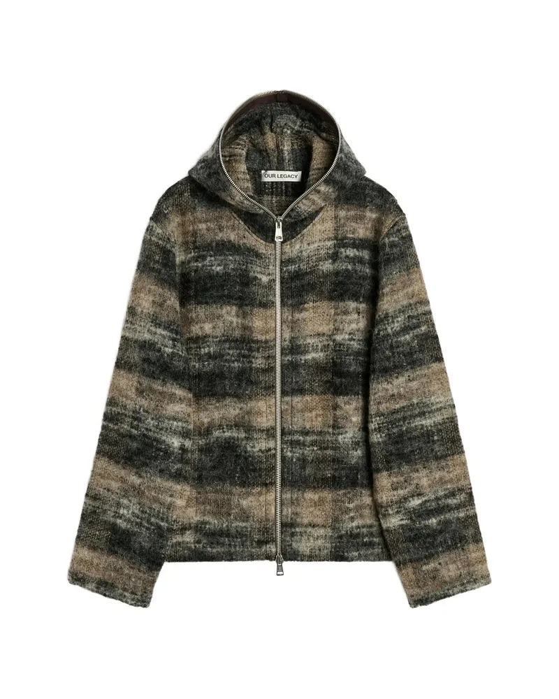 Our Legacy Check-pattern Zip-up Hoodie Grey