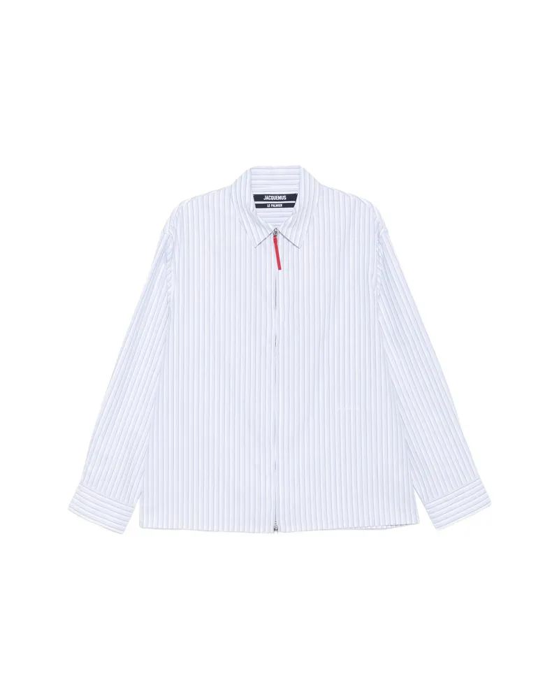 Jacquemus Striped Zip-up Shirt White
