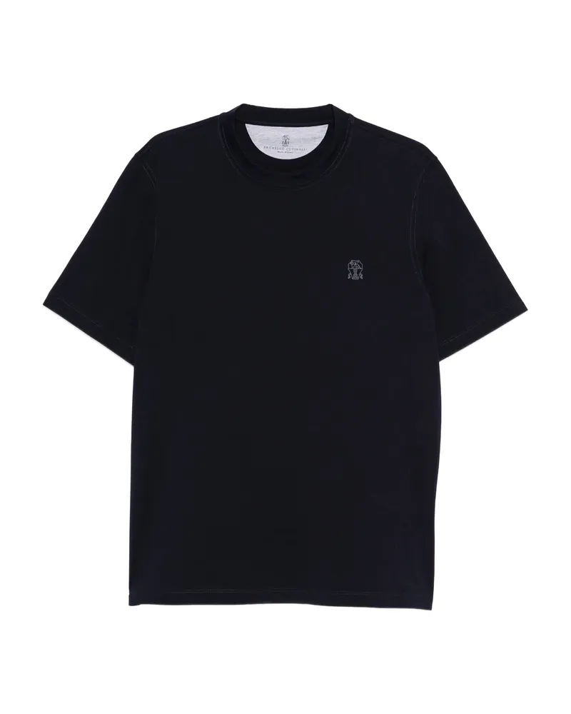 Brunello Cucinelli Logo-detail Crew-neck T-shirt Blue