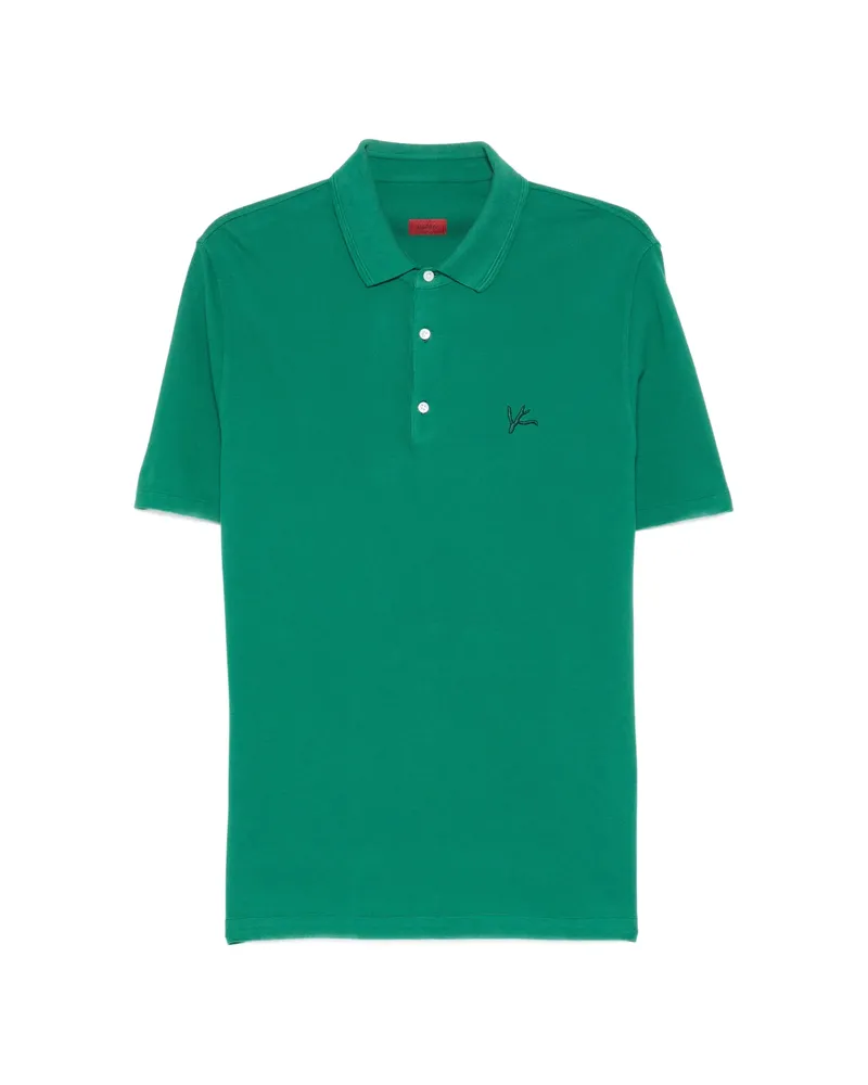 Isaia Logo-embroidered Polo Shirt Green